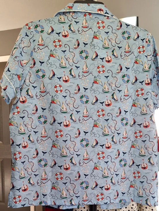 Vera Bradley Nautical Pajama Set Blue Sailboat Print XL - Picture 2 of 4